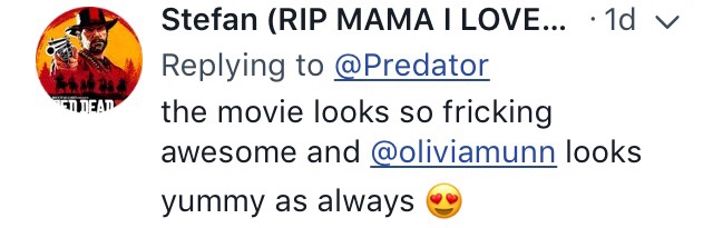 Stefan reply to the Predator trailer and Olivia Munn